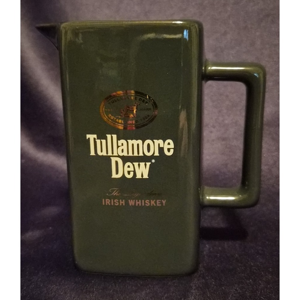 TULLAMORE DEW THE LEGENDARY IRISH WHISKEY GREEN CERAMIC PITCHER ESTABLISHED 1829